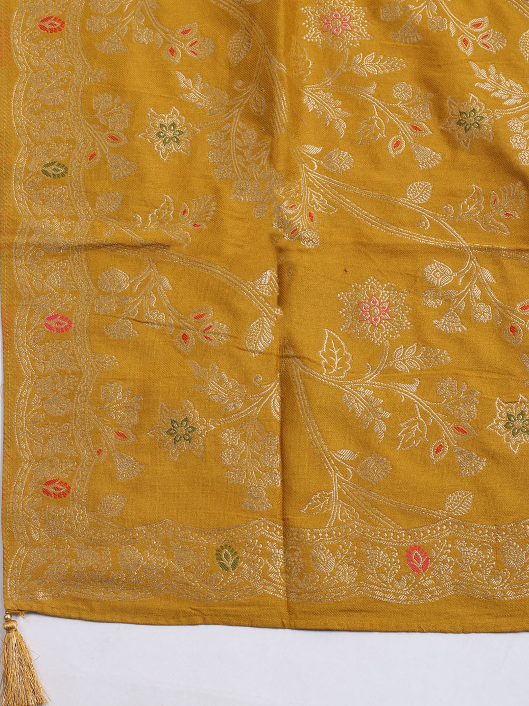 Pashmina Woven Design Unstitched Kurta With Pant &amp; Dupatta