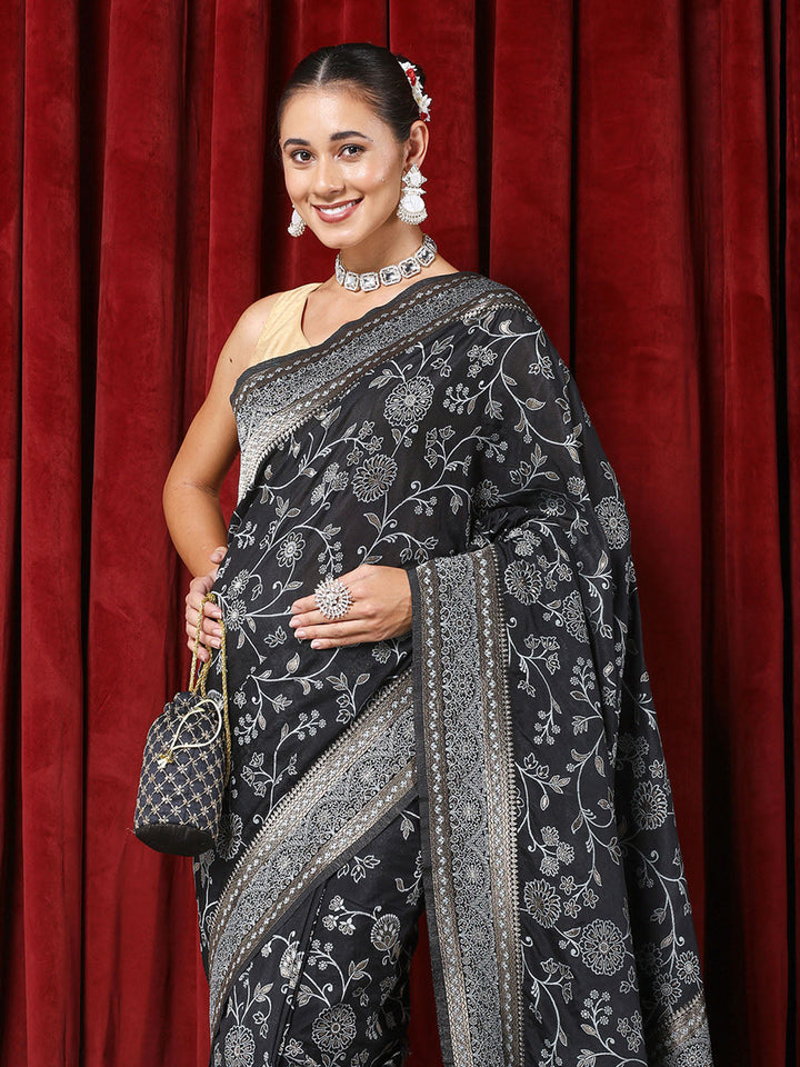 Zari Jaal Crepe Saree