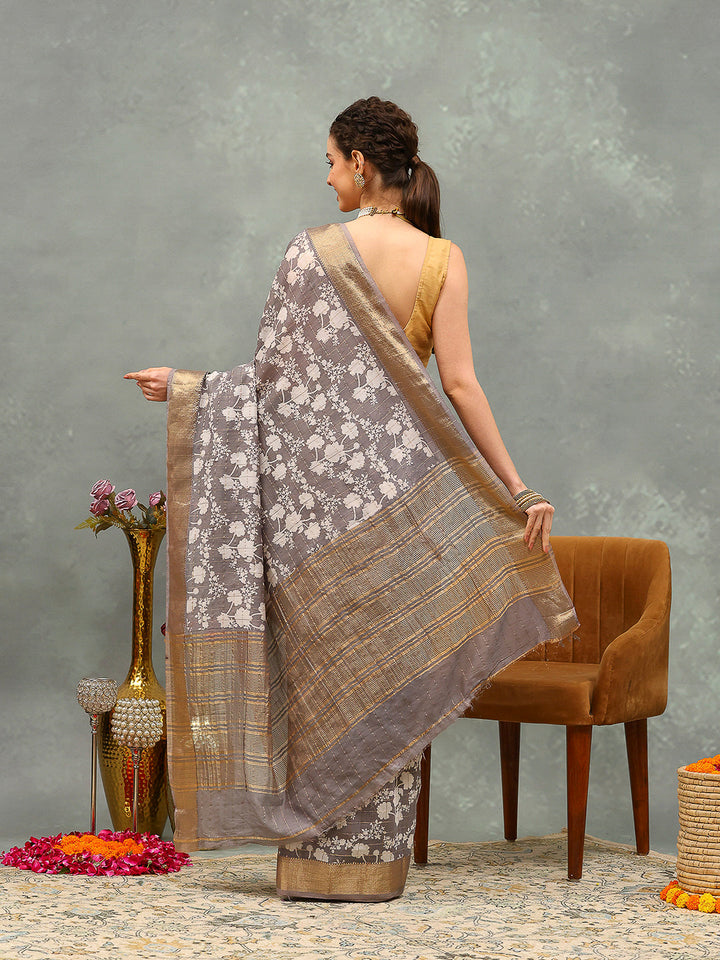 Floral Printed Art Silk Saree