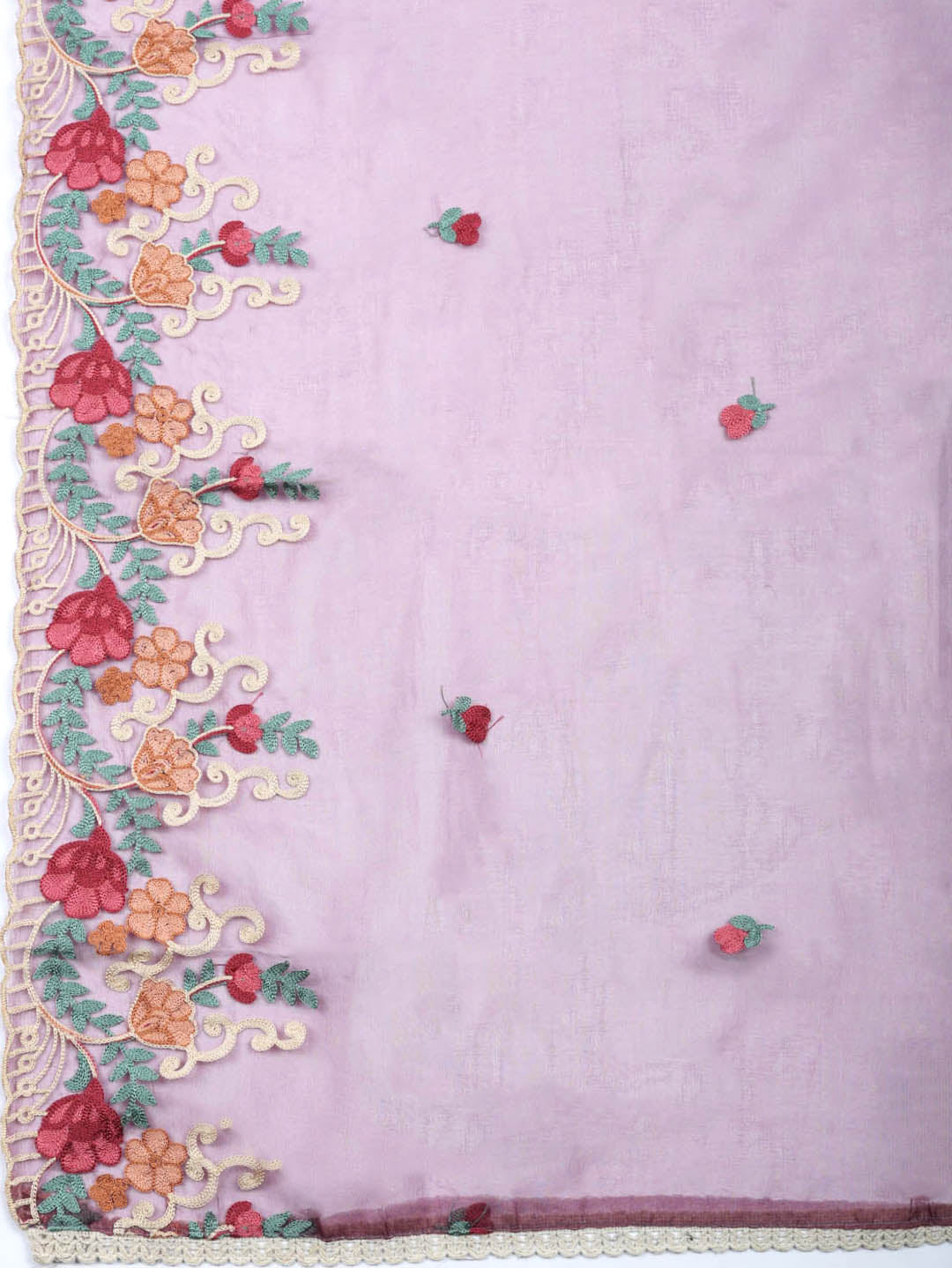 Embroidered Cotton Blend Unstitched Suit With Pant &amp; Dupatta