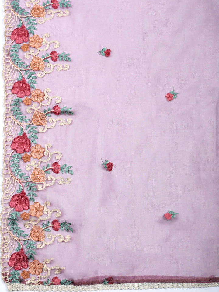 Embroidered Cotton Blend Unstitched Suit With Pant &amp; Dupatta