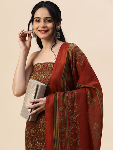 Printed Cotton Unstitched Suit Piece With Dupatta