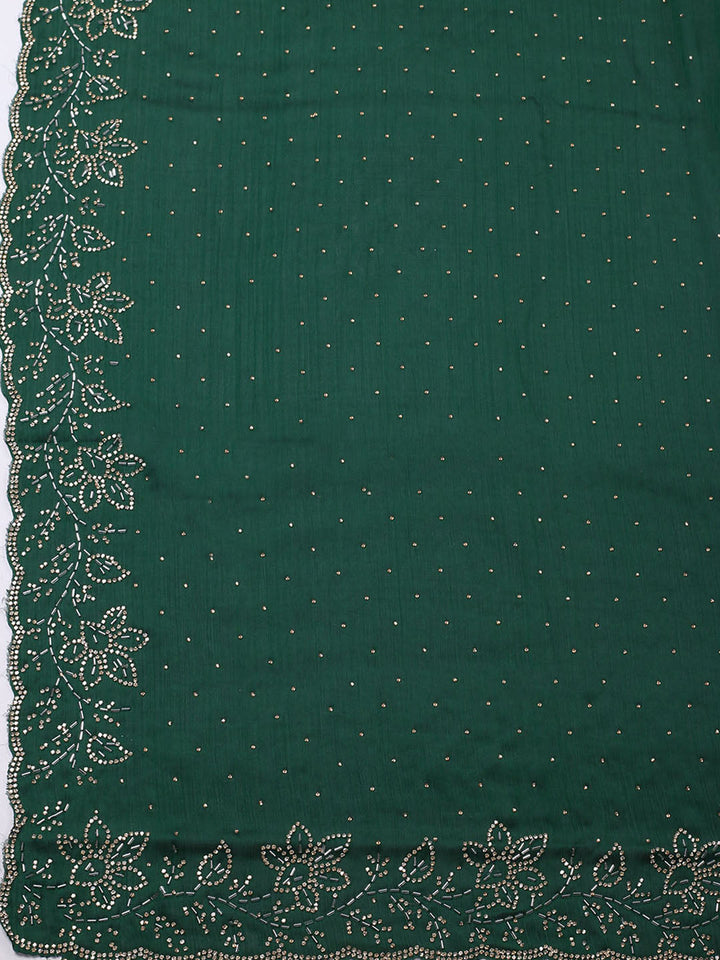 Embellished Chiffon Unstitched Suit With Pant &amp; Dupatta