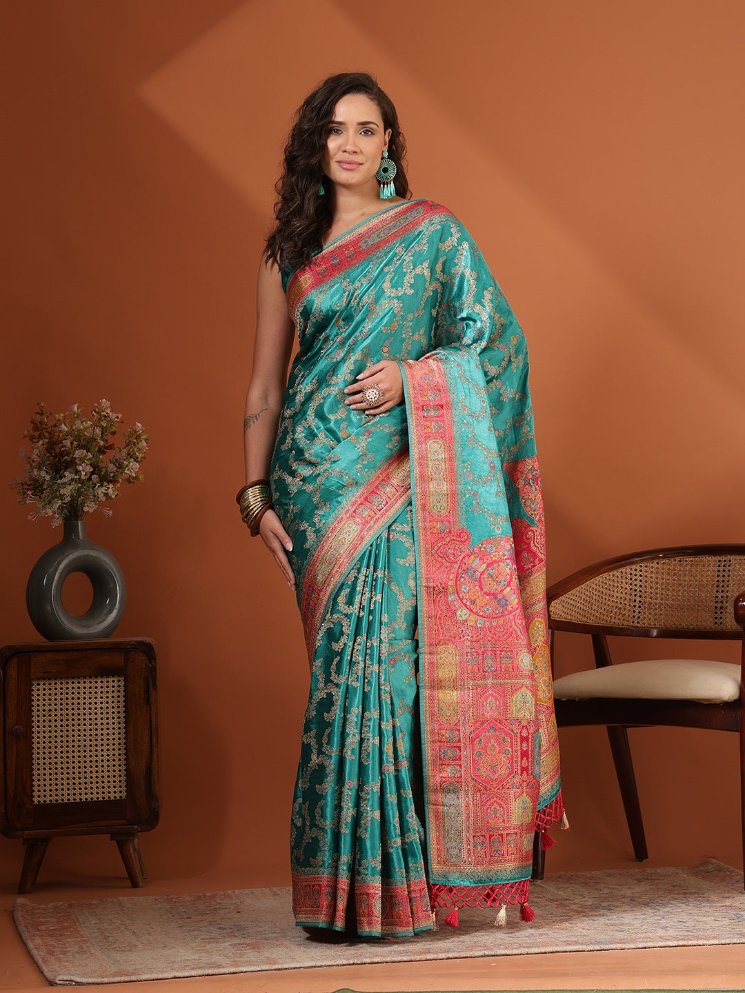 Woven Design Satin Saree