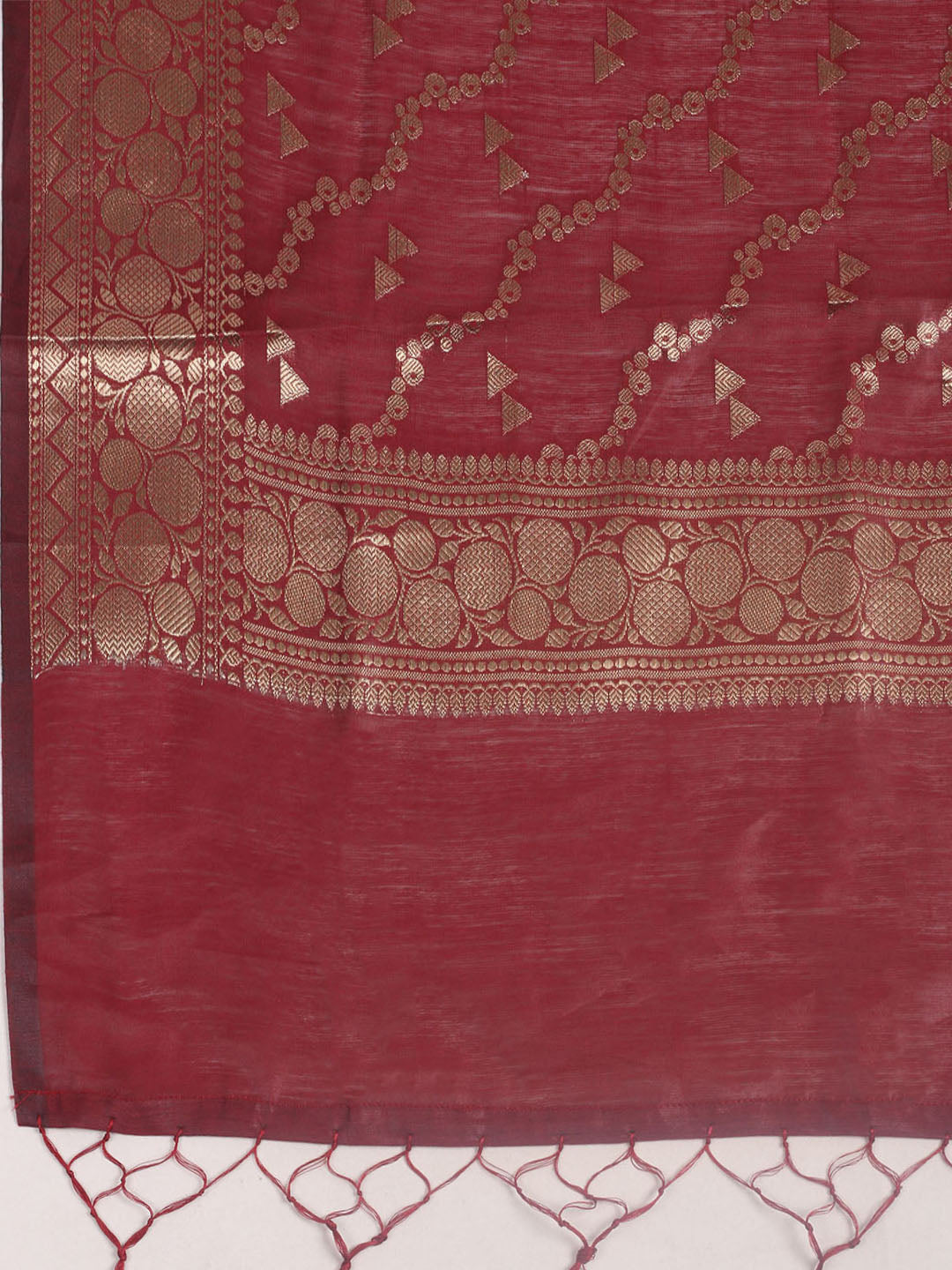 Woven Design Chanderi Unstitched Suit With Pant &amp; Dupatta