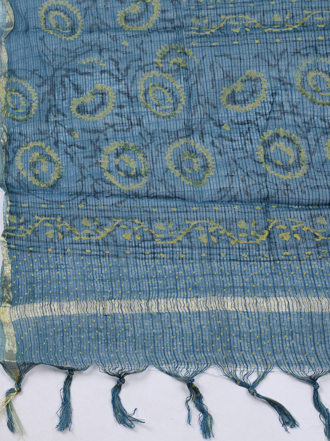 Printed Cotton Blend Unstitched Suit With Pant &amp; Dupatta