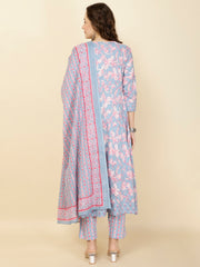 Printed Cotton Suit Set With Dupatta