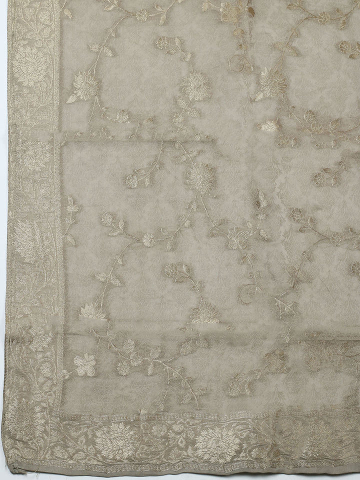 Woven Design Chanderi Unstitched Suit With Pant &amp; Dupatta