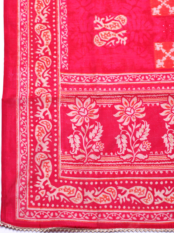 Embroidered Cotton Unstitched Suit With Pant &amp; Dupatta
