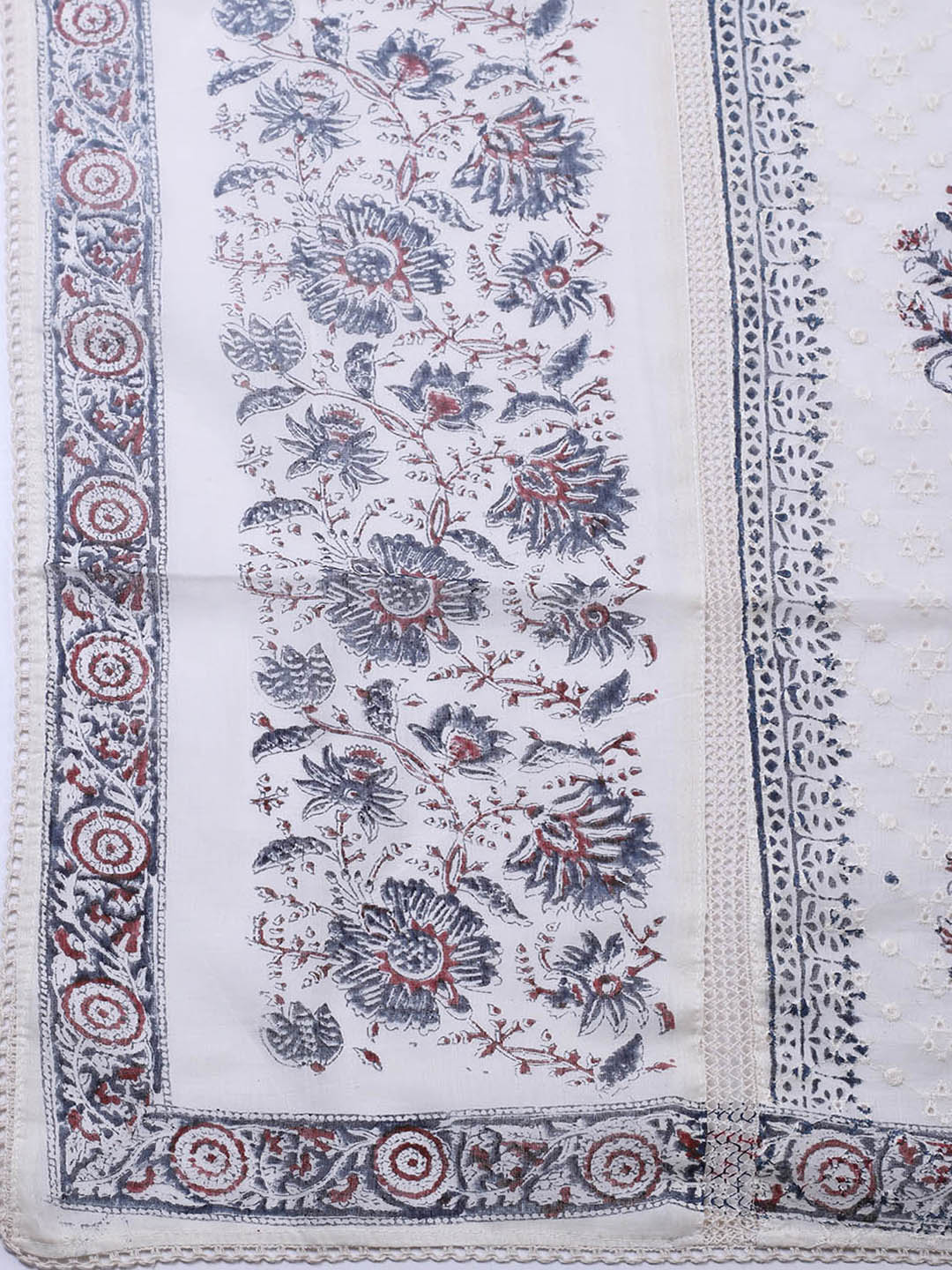 Embroidered Cotton Blend Unstitched Suit With Pant &amp; Dupatta