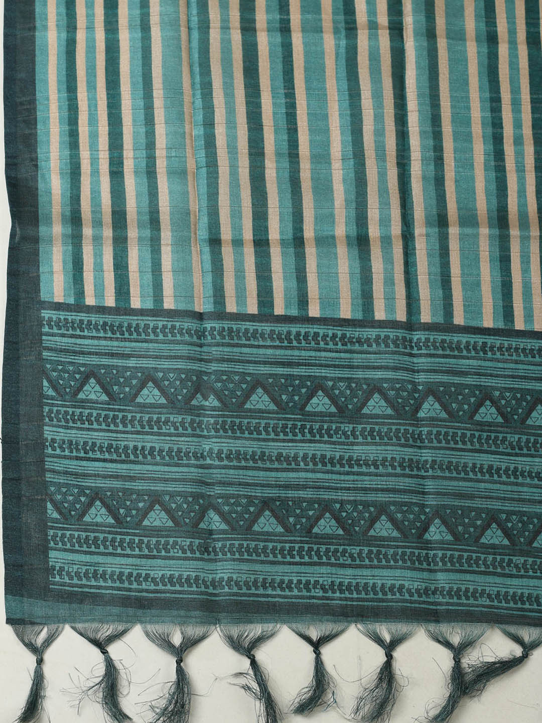 Printed Chanderi Unstitched Suit With Pant &amp; Dupatta