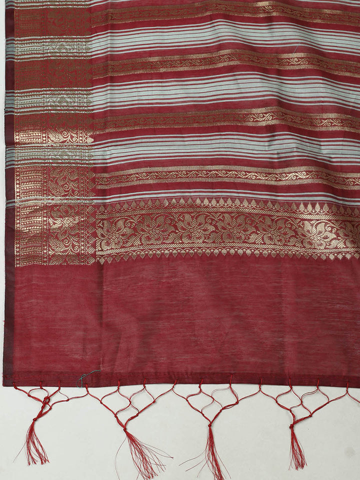 Woven Design Chanderi Unstitched Suit With Pant &amp; Dupatta