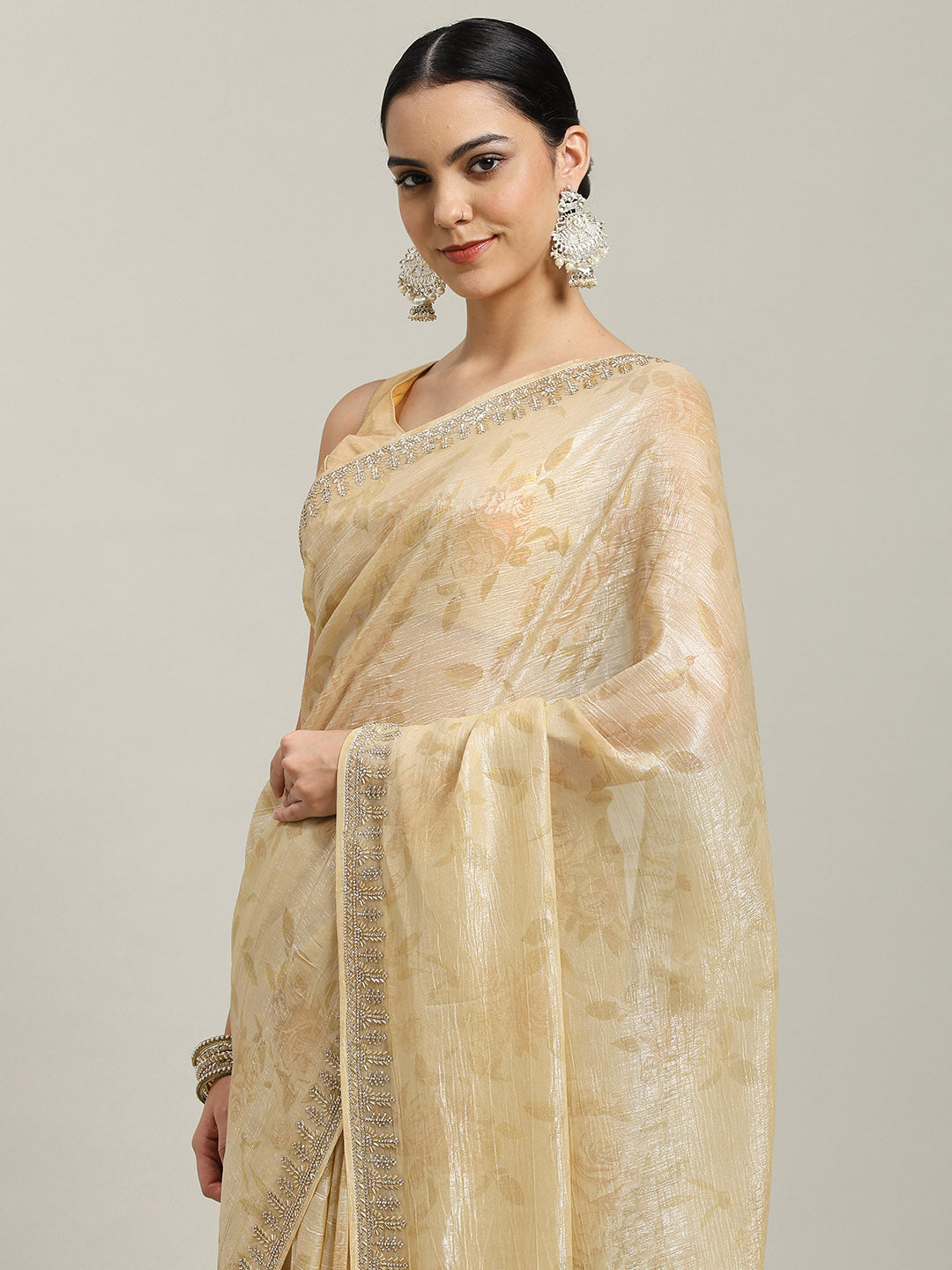 Cutdana Embroidered Chiffon Saree