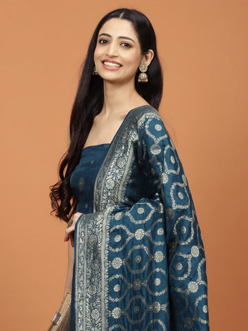 Woven Chanderi Unstitched Suit Piece With Dupatta