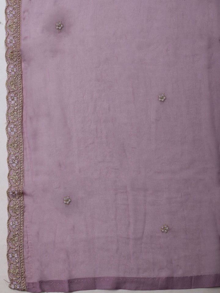 Embroidered Organza Unstitched Suit With Dupatta