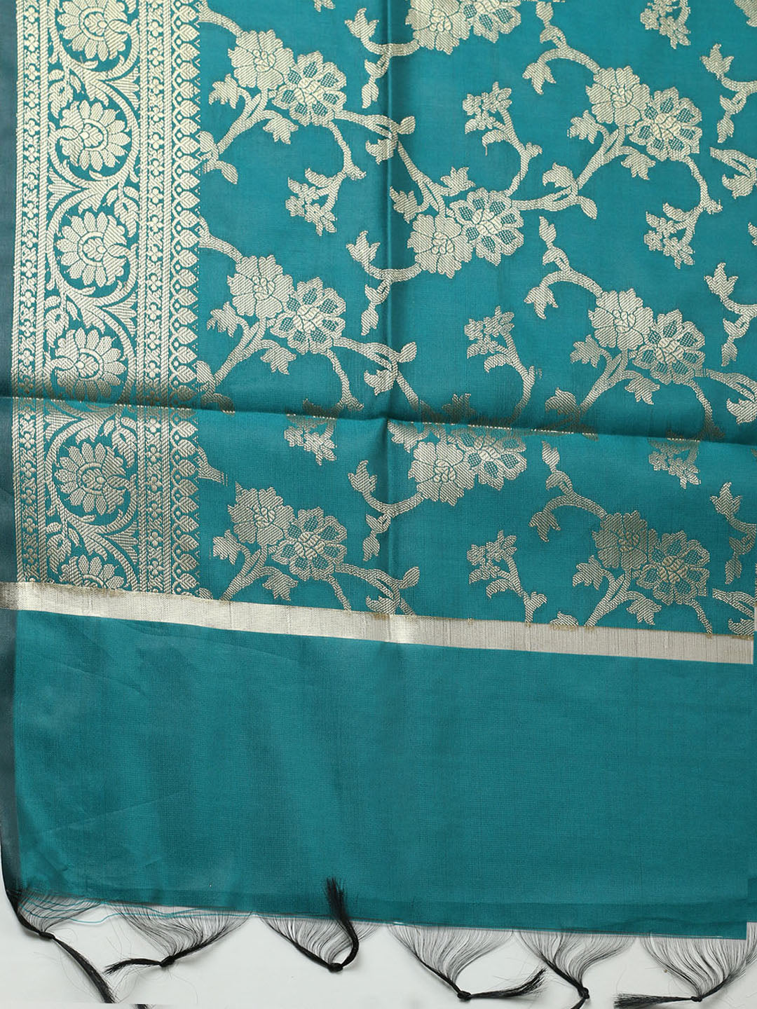 Banarasi Chanderi Unstitched Suit With Pant &amp; Dupatta