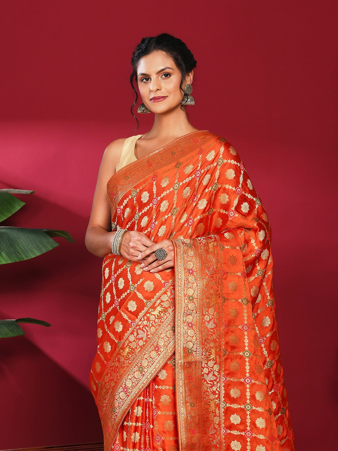 Woven Design Satin Saree