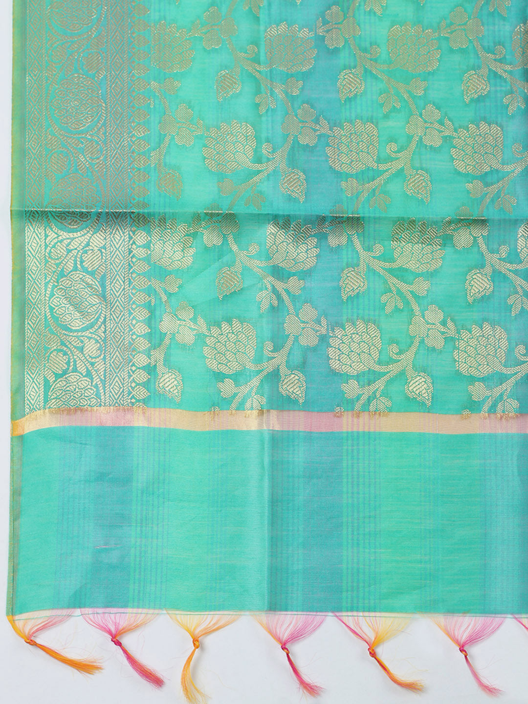 Woven Design Chanderi Unstitched Suit With Pant &amp; Dupatta