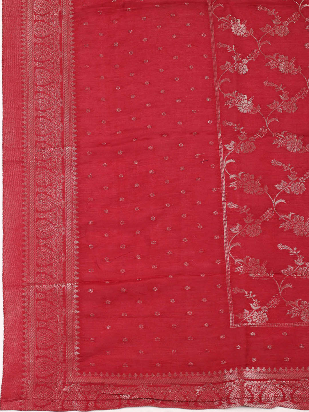 Embroidered Chanderi Unstitched Suit With Pant &amp; Dupatta