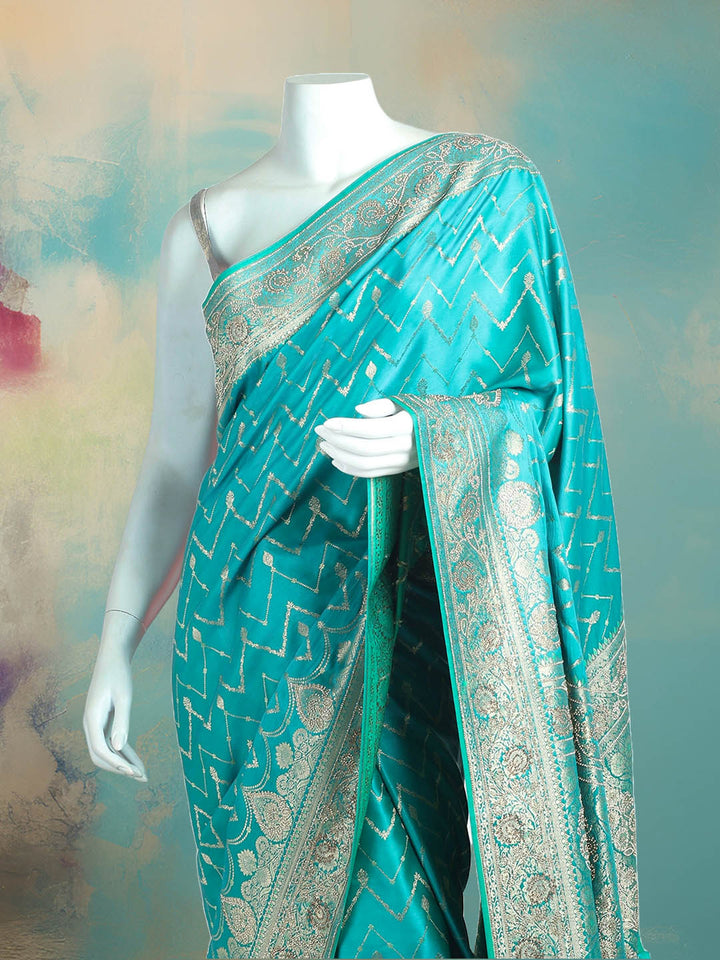 Woven Design &amp; Embellished Border Satin Saree