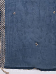 Embroidered Chanderi Unstitched Suit With Dupatta