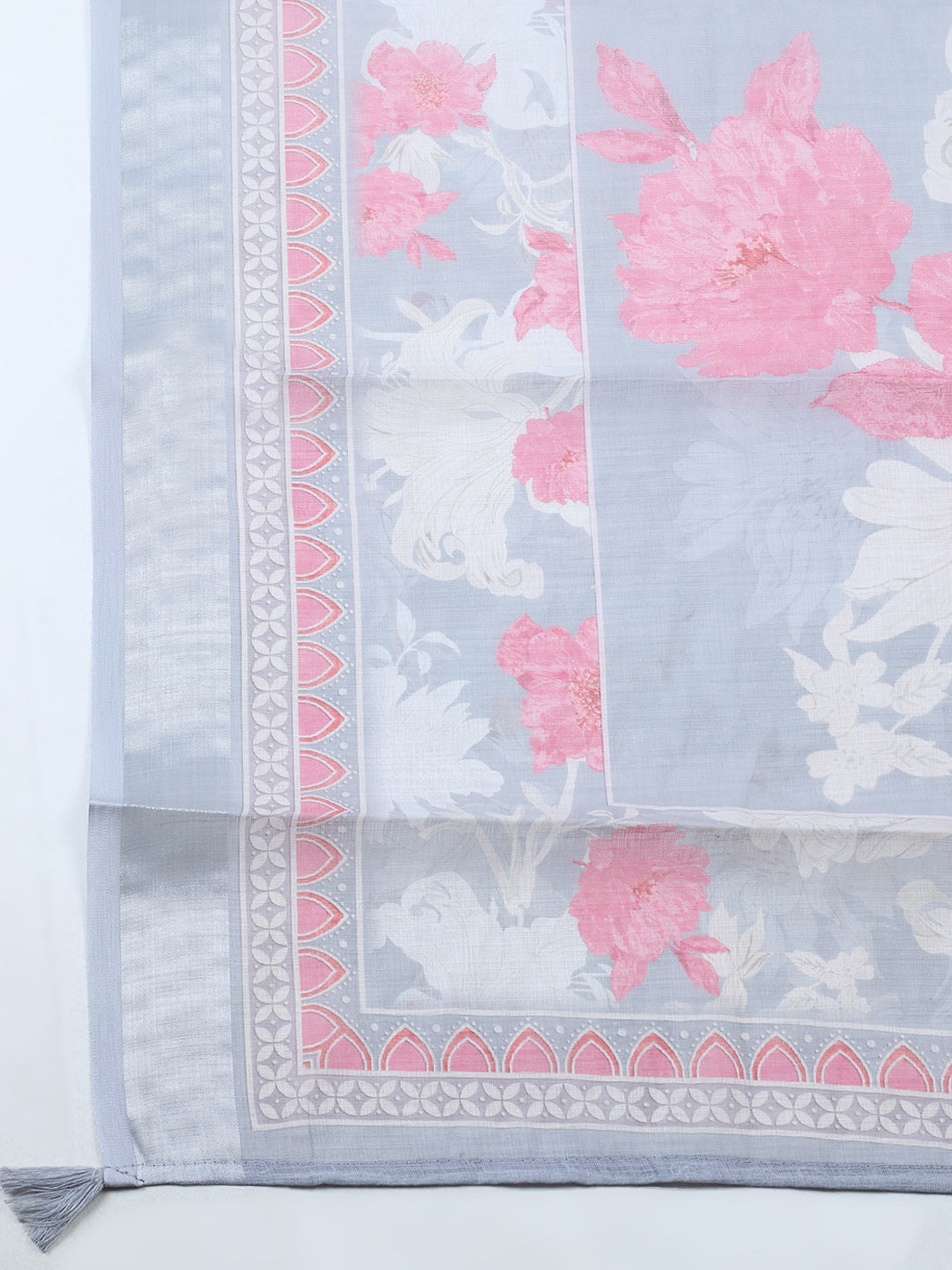 Embroidered Linen Blend Unstitched Suit With Pant &amp; Dupatta