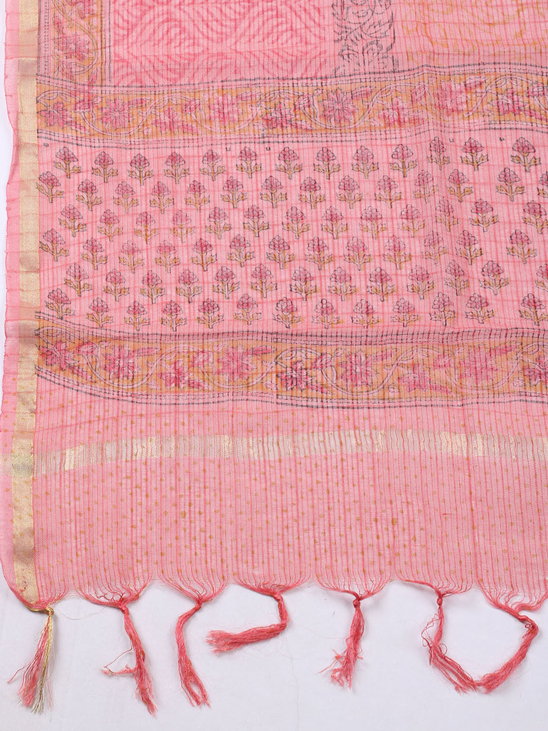 Printed Cotton Blend Unstitched Suit With Pant &amp; Dupatta