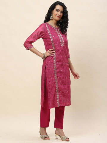 Gota Work Chanderi Kurta With Pants