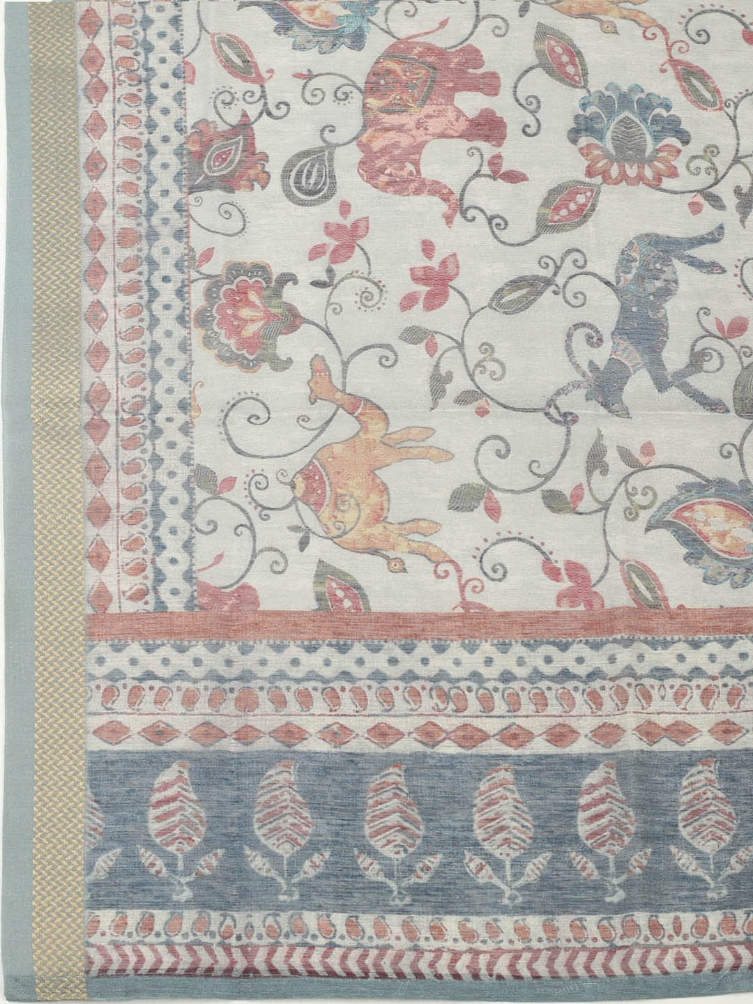 Embroidered Chanderi Unstitched Suit With Pant &amp; Dupatta