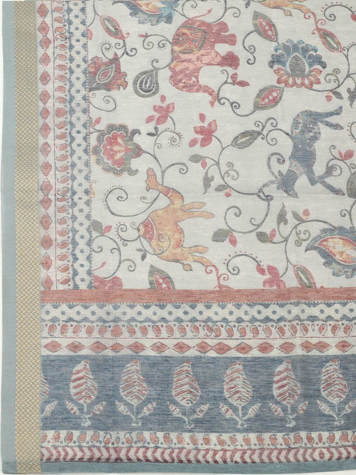 Embroidered Chanderi Unstitched Suit With Pant &amp; Dupatta