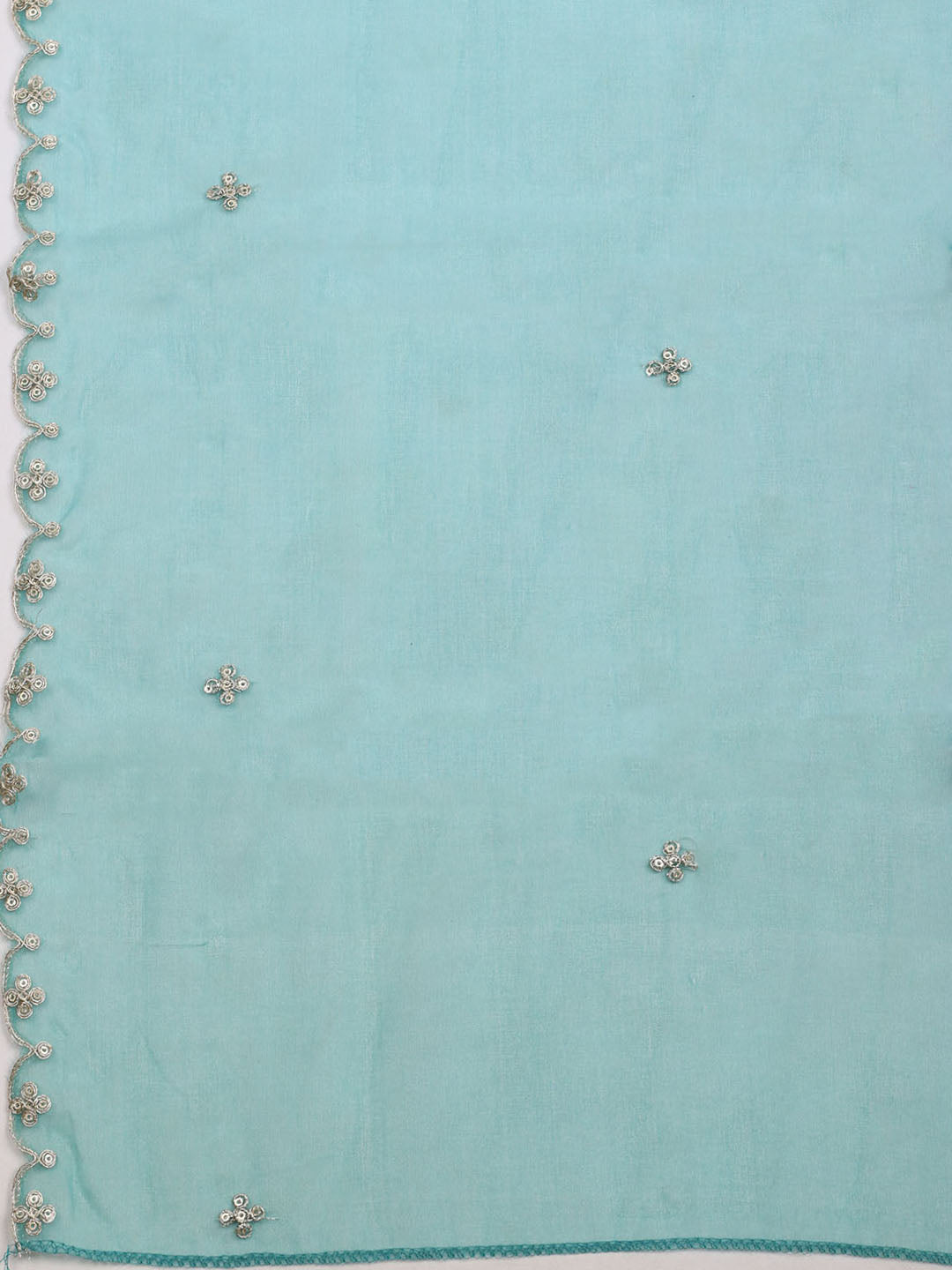 Neck Embroidered &amp; Printed Organza Unstitched Suit With Dupatta