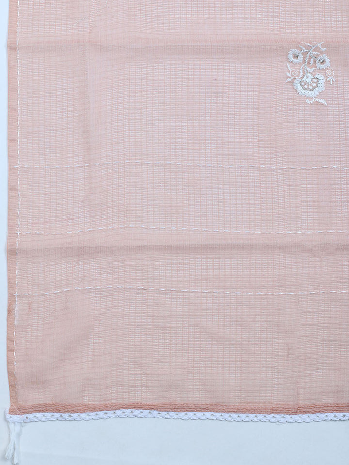 Neck Embroidered Cotton Blend Unstitched Suit With Dupatta