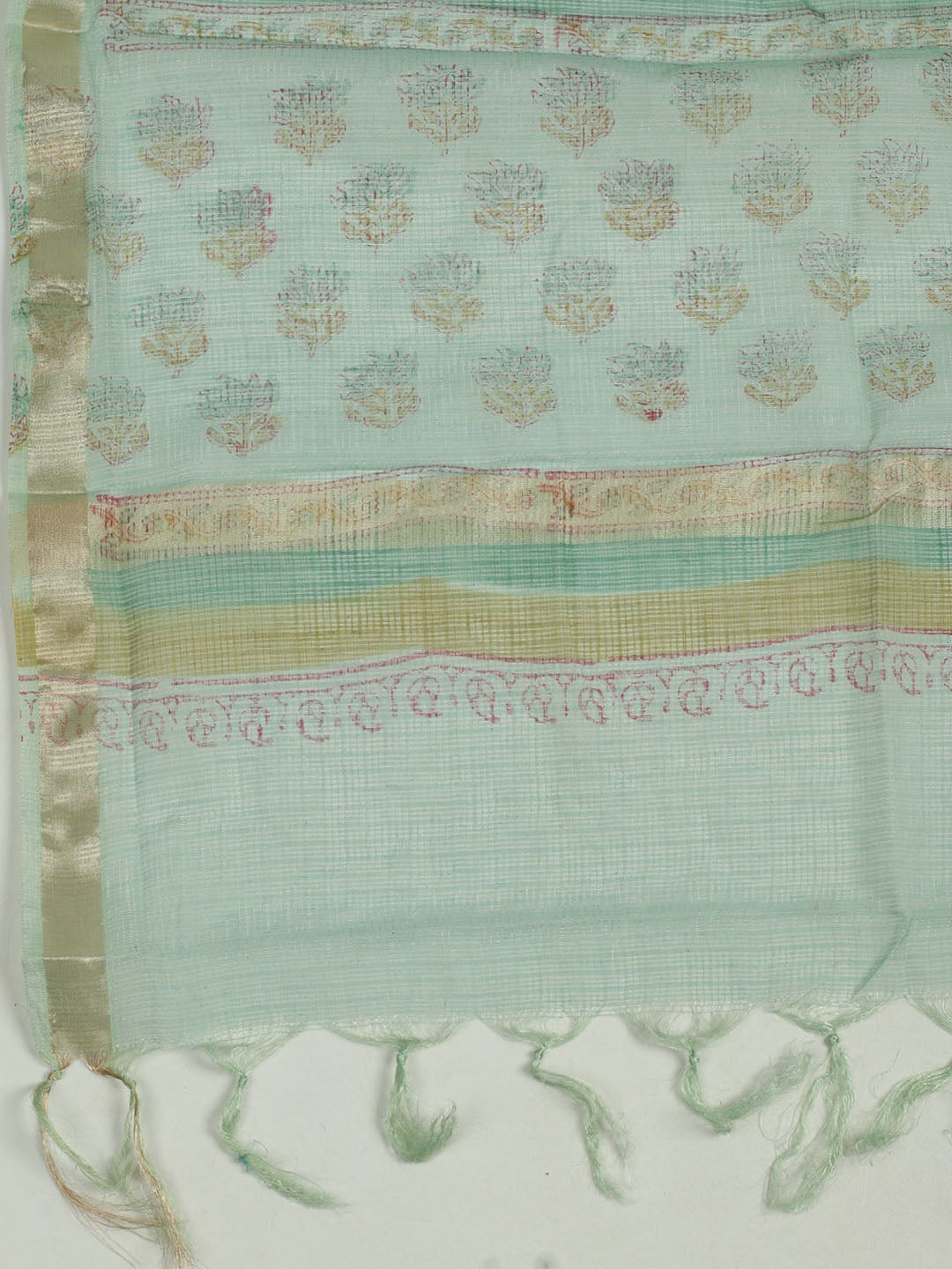 Printed Cotton Unstitched Suits Printed Suit With Pant &amp; Dupatta