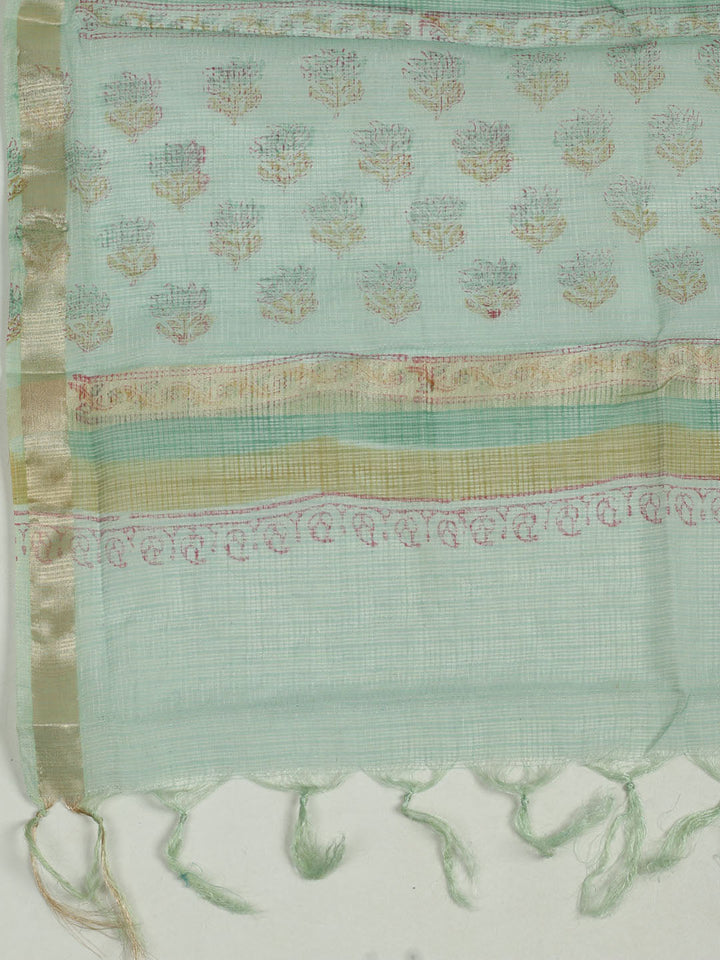 Printed Cotton Unstitched Suits Printed Suit With Pant &amp; Dupatta