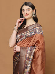 Digital Printed Satin Woven Saree