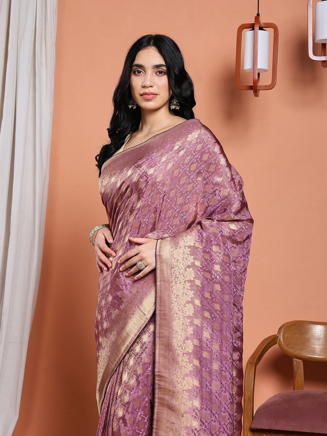 Woven Design Satin Saree