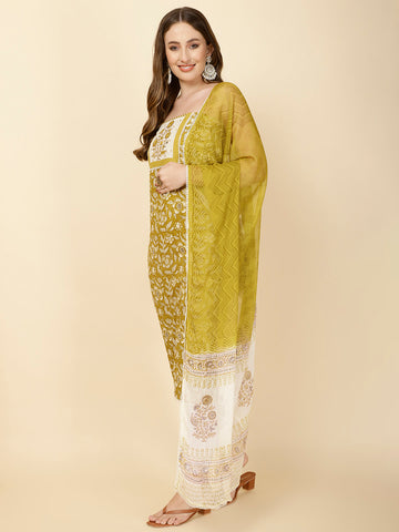 Printed Cotton Unstitched Suit Piece With Dupatta