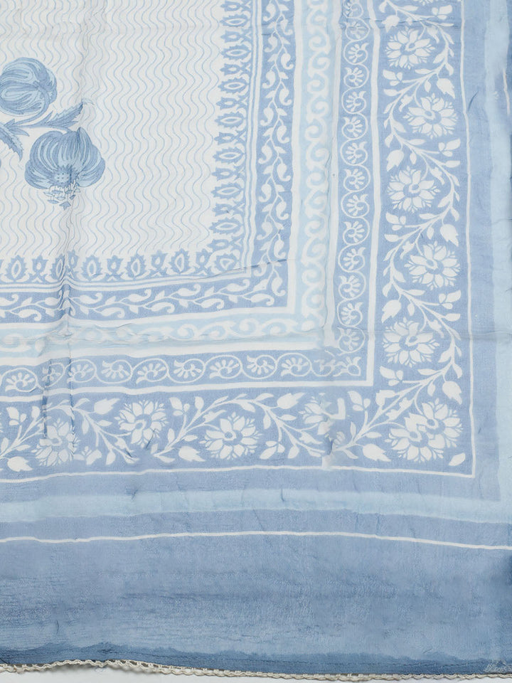 Embroidered Cotton Blend Unstitched Suit With Pant &amp; Dupatta