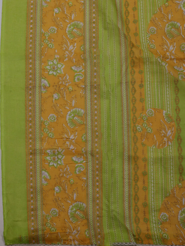 Printed Cotton Blend Unstitched Suit With Dupatta