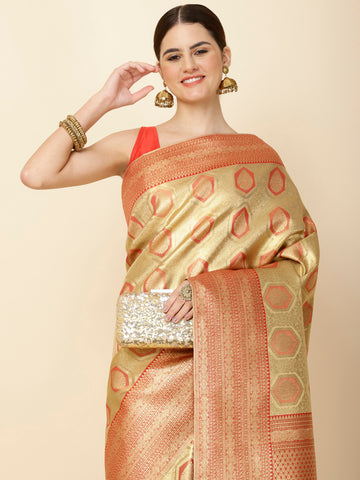 Brocade Zari Jaal Woven Tissue Saree