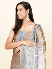 Printed Chanderi Unstitched Suit Piece With Dupatta