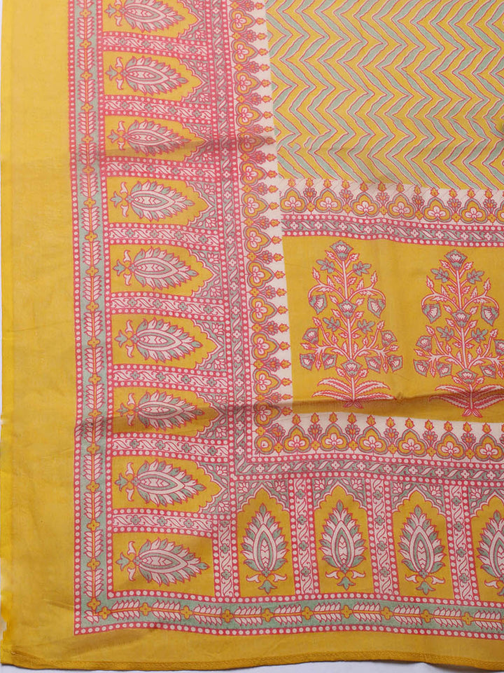 Embroidered Cotton Blend Unstitched Suit With Pant &amp; Dupatta