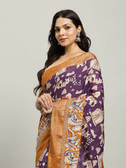 Digital Printed Cotton Blend Woven Saree