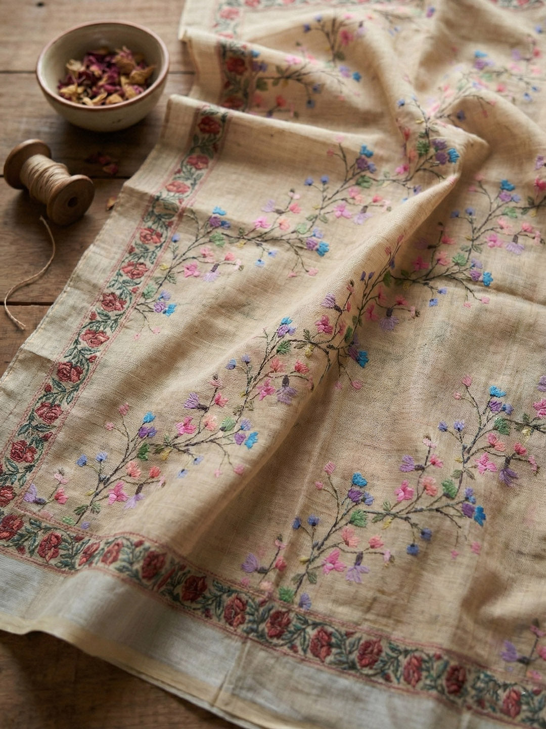 Embroidered Cotton Blend Unstitched Suit With Pant &amp; Dupatta