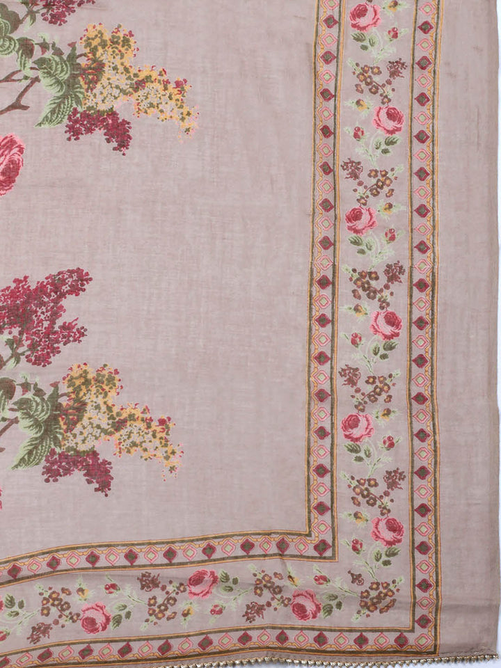 Embroidered Cotton Blend Unstitched Suit With Pant &amp; Dupatta