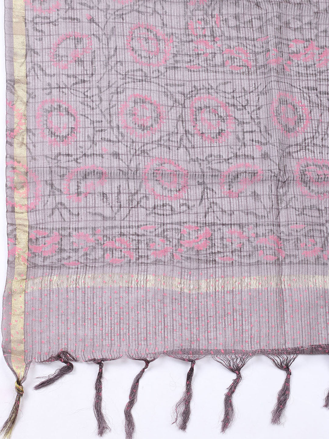 Printed Cotton Blend Unstitched Suit With Pant &amp; Dupatta