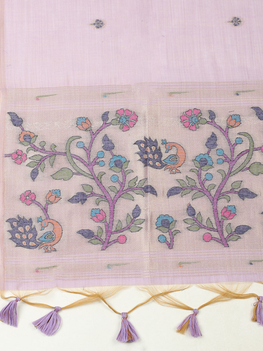 Embroidered Chanderi Unstitched Suit With Pant &amp; Dupatta