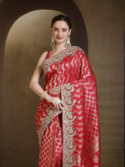 Embroidered Dola Silk Saree