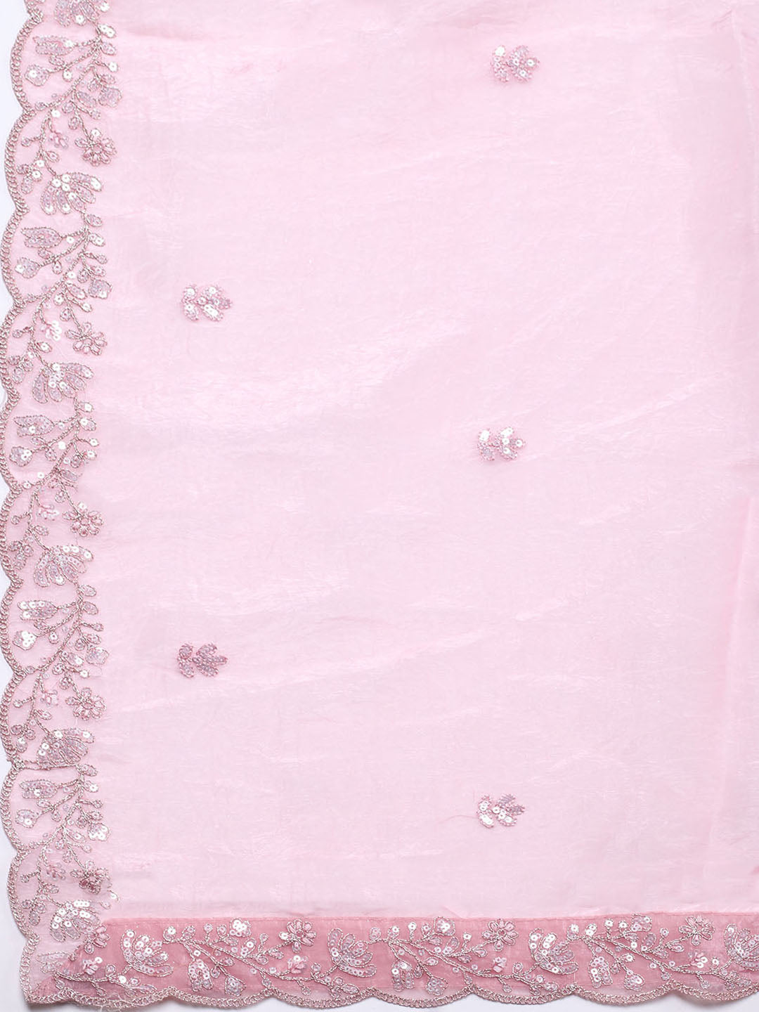 Embroidered Organza Unstitched Suit With Pant &amp; Dupatta
