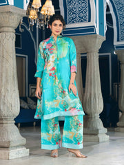 Floral Printed Cotton Straight Kurta With Palazzo